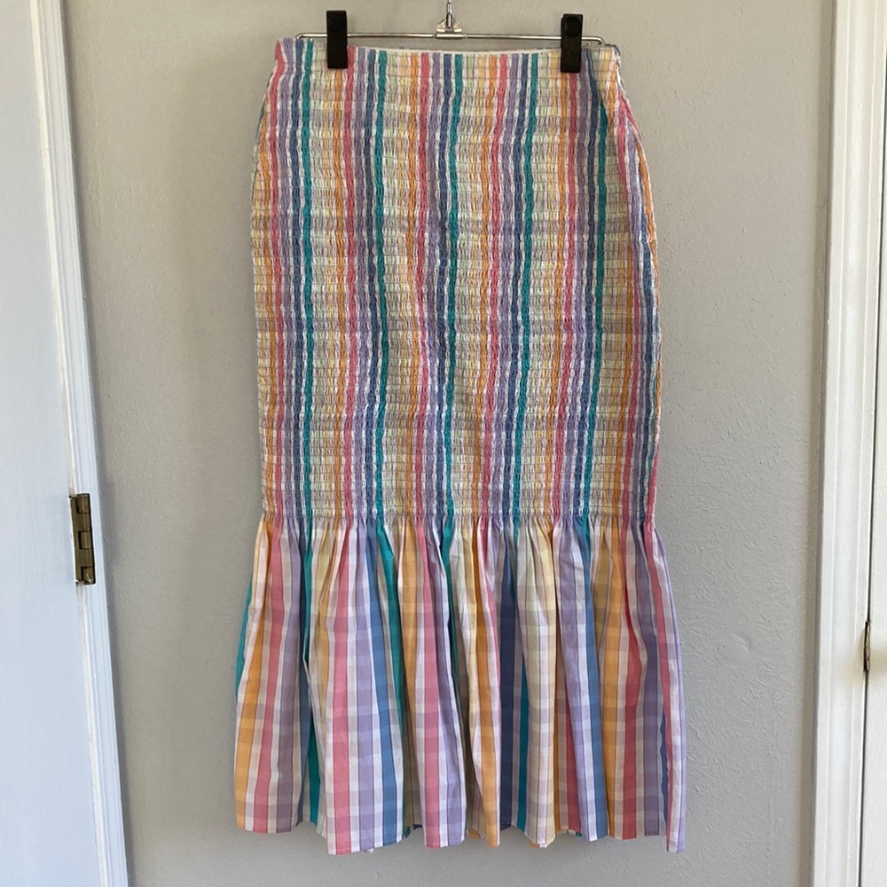 Women’s J. Crew Smocked Checkered Skirt Size 4